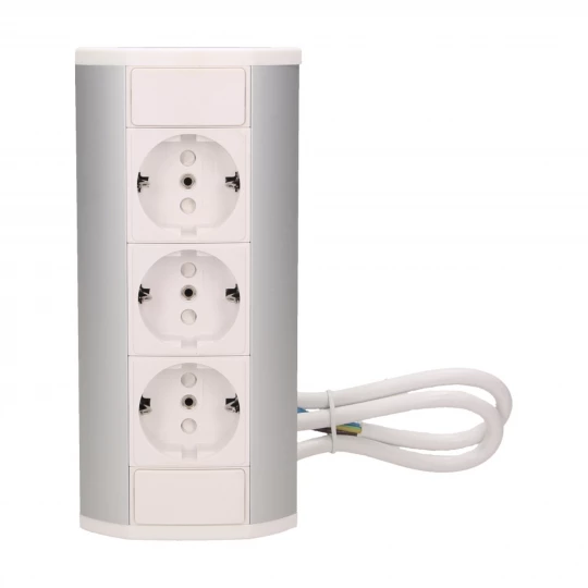 Gniazdo meblowe 3x2P+Z (Schuko), biało-srebrne,OR-GM-9001/W-G(GS)