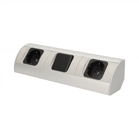 Gniazdo meblowe z wyłącznikiem, 2x2P+Z (Schuko),OR-AE-1304(GS)