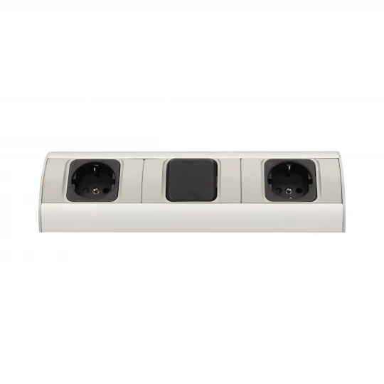 Gniazdo meblowe z wyłącznikiem, 2x2P+Z (Schuko),OR-AE-1304(GS)