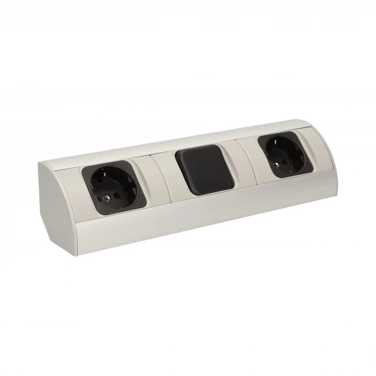 Gniazdo meblowe z wyłącznikiem, 2x2P+Z (Schuko),OR-AE-1304(GS)