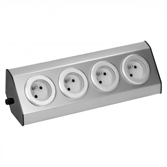 Gniazda meblowe, kuchenne montowane na rzepy  4x2P+Z INOX,