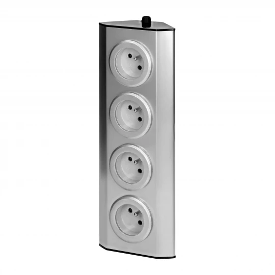 Gniazda meblowe, kuchenne montowane na rzepy  4x2P+Z INOX,