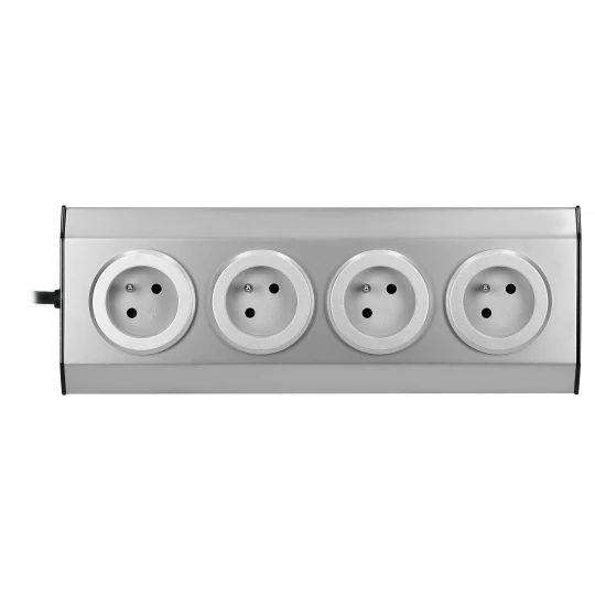 Gniazdo meblowe, kuchenne  montowane na rzepy 4x2P+Z INOX z przewodem 1,5m.