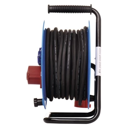 Przedłużacz bębnowy ogrodowy 25 m / 3 gniazda / czarny / guma / 230V/400V / 1,5 mm2