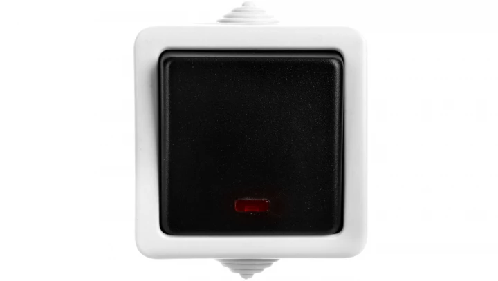 TEKNO Łącznik schodowy z LED śrubowy 10AX 250V czarny IP54 25354