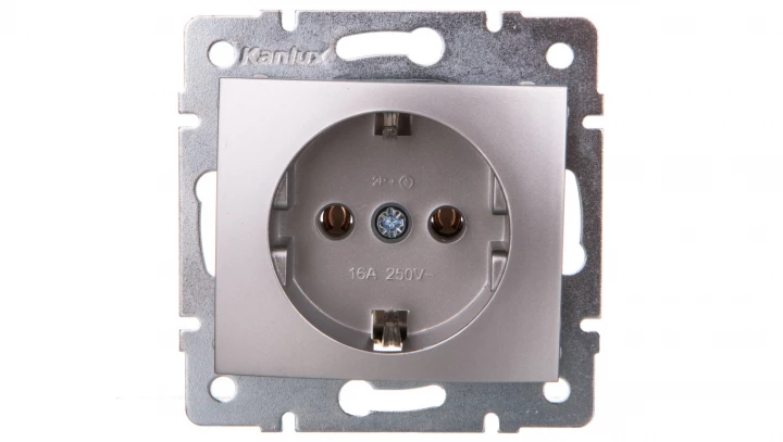DOMO Gniazdo pojedyncze Schuko śrubowe 16A 250V srebrny 011220143 24849
