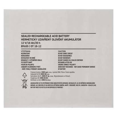 Akumulator AGM 12V 18Ah 12×12 B9655