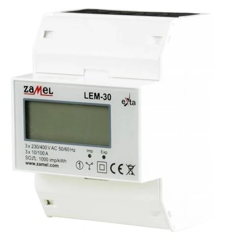 LICZNIK ENERGII ELEKTRYCZNEJ 3-FAZOWY LCD 100 A, 4-MOD TYP: LEM-30