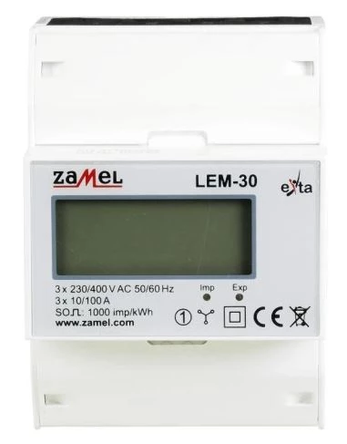 LICZNIK ENERGII ELEKTRYCZNEJ 3-FAZOWY LCD 100 A, 4-MOD TYP: LEM-30