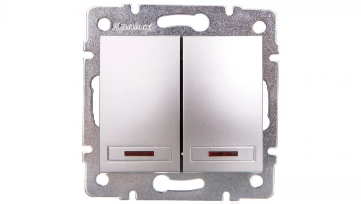 DOMO Łącznik zwierny podwójny LED szybkozłączka 10AX 250V srebrny 011023243 24834