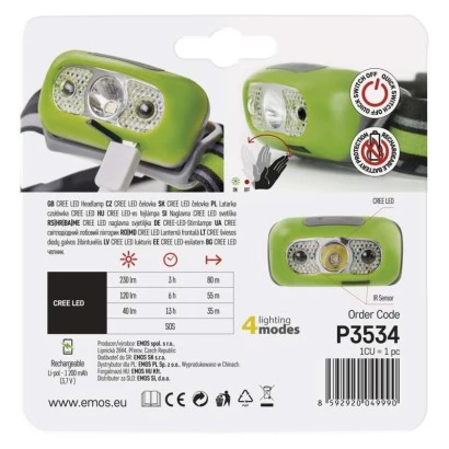 Latarka czołowa ładowalna LED CREE 5W 230 lm Li-Pol 1200mAh P3534
