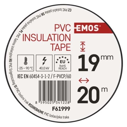 Taśma izolacyjna PVC 19mm / 20m mix /10szt./ F61999