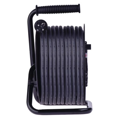 Przedłużacz bębnowy ogrodowy 50m czarny / guma-neopren / 4x230V / 3x2,5 mm2 P084503