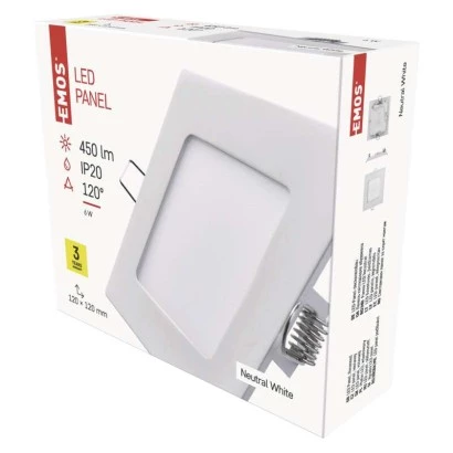Panel LED wpuszczany kwadratowy 6W IP20 neutralna biel ZD2122
