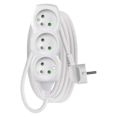 Przedłużacz z uziemieniem 3-gniazda /3m/ 3x1 mm2 biały P0313