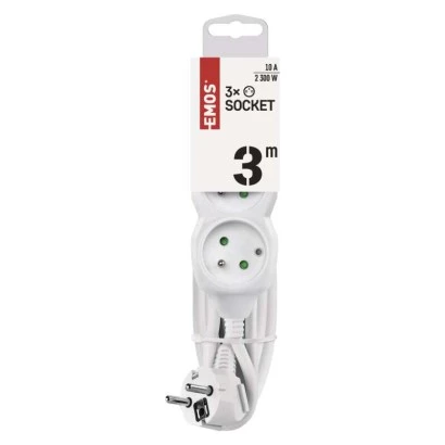 Przedłużacz z uziemieniem 3-gniazda /3m/ 3x1 mm2 biały P0313