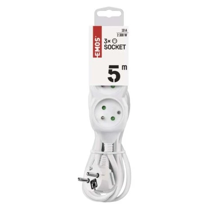 Przedłużacz z uziemieniem 3-gniazda /5m/ 3x1 mm2 biały P0315
