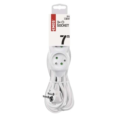 Przedłużacz z uziemieniem 3-gniazda /7m/ 3x1 mm2 biały P0317