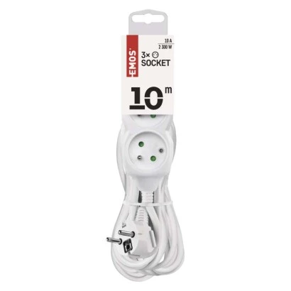 Przedłużacz z uziemieniem 3-gniazda /10m/ 3x1 mm2 biały P0310