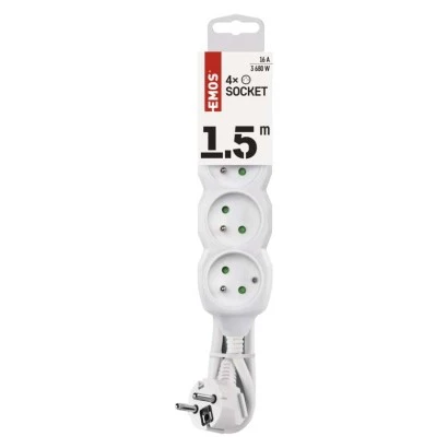 Przedłużacz z uziemieniem 4-gniazda /1,5m/ 3x1 mm2 biały P0411