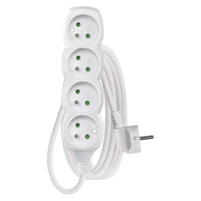 Przedłużacz z uziemieniem 4-gniazda /3m/ 3x1 mm2 biały P0413