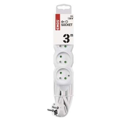Przedłużacz z uziemieniem 4-gniazda /3m/ 3x1 mm2 biały P0413