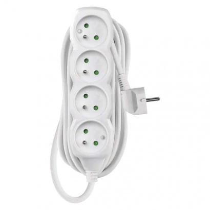 Przedłużacz z uziemieniem 4-gniazda /5m/ 3x1 mm2 biały P0415