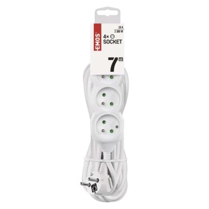 Przedłużacz z uziemieniem 4-gniazda /7m/ 3x1 mm2 biały P0417