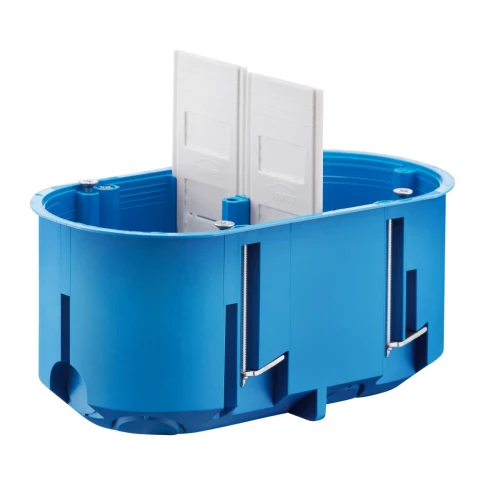 Puszka podtynkowa podwójna 60mm regips głęboka niebieska P2x60D 32092203