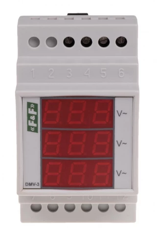 DMV-3 TrueRMS Woltomierz 3-fazowy cyfrowy modułowy 100-300V AC dokładność 0,5%