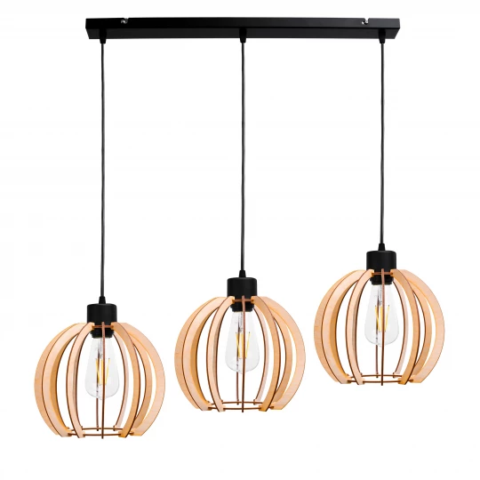 JUALA lampa wisząca, moc max. 3x60W, E27, czarna, drewno