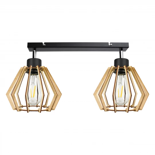 SOLIN oprawa ścienno-sufitowa, moc max. 2x60W, E27, czarna, drewno