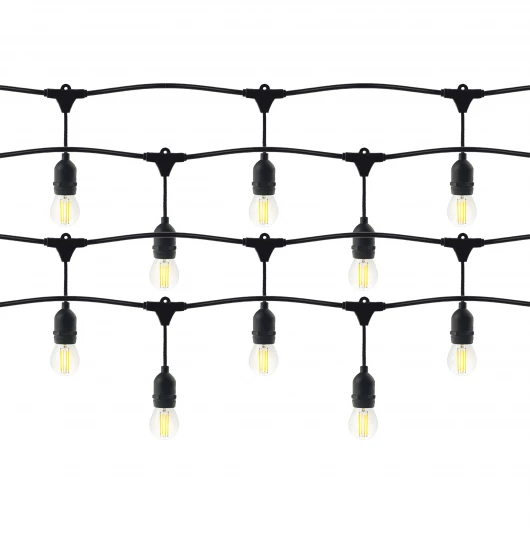 Zestaw girlanda oświetleniowa -1 sznur 5m (10 opraw) + 10 żarówek LED 1W E27, 3000K - ciepła + 1 żarówka gratis!
