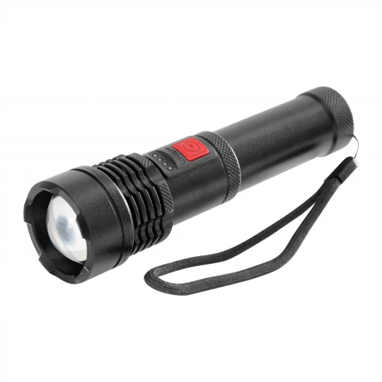 Taktyczna latarka ręczna LED COB 12W z funkcją zoom i akumulatorem 2200 mAh