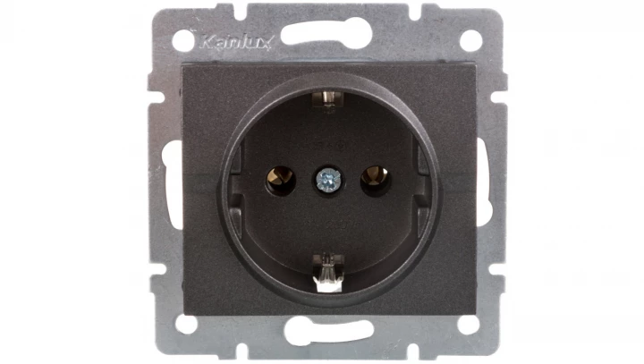 LOGI Gniazdo pojedyncze Schuko śrubowy Grafit 16A 250V 021220141 25263