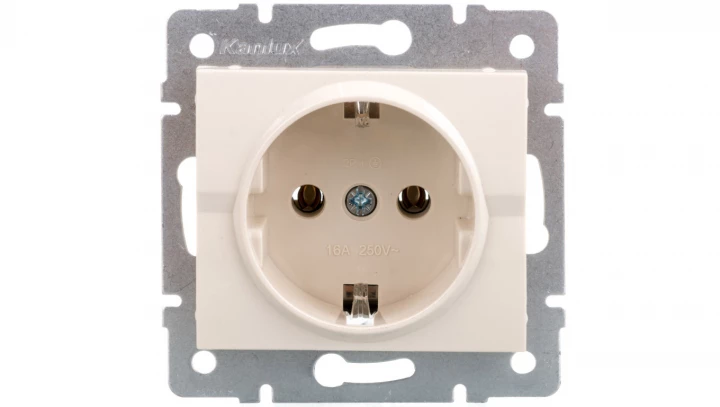 LOGI Gniazdo pojedyncze Schuko śrubowy Kremowy 16A 250V 021220103 25145