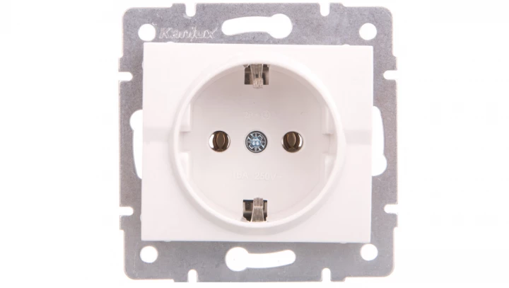 LOGI Gniazdo pojedyncze Schuko śrubowy Biały 16A 250V 021220102 25085