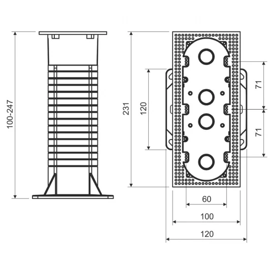 Puszka elektroinstalacyjna do dociepleń 3xgniazdo 230x100x250mm KEZ-3_KB