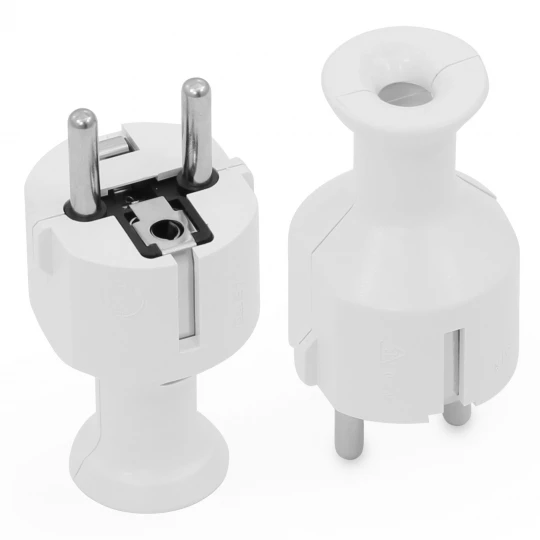Wtyczka prosta 16A z/u Uni-Schuko 250V biała WT-40