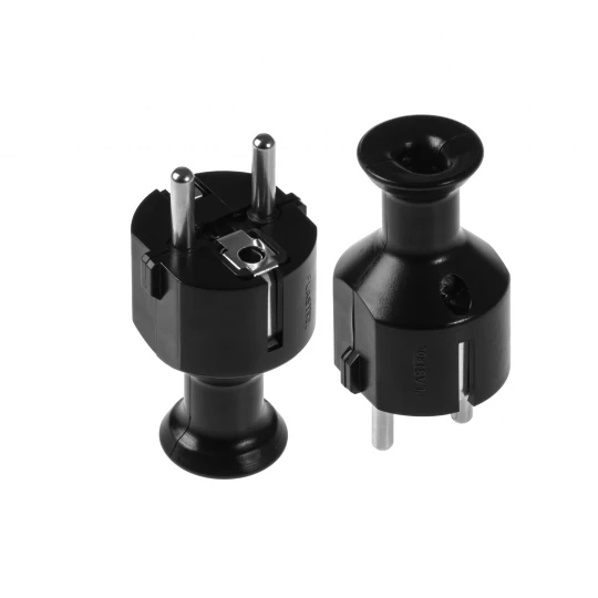Wtyczka prosta 16A z/u Uni-Schuko 250V czarna WT-40