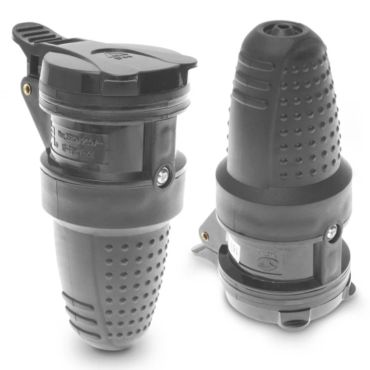 Gniazdo przenośne 10/16A z/u 230V UNI-SCHUKO IP44 czarne GN-60H
