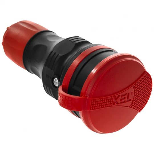 Gniazdo przenośne z klapką 16A 2P+Z 250V IP54 czarny/czerwony GN-54 W-97978