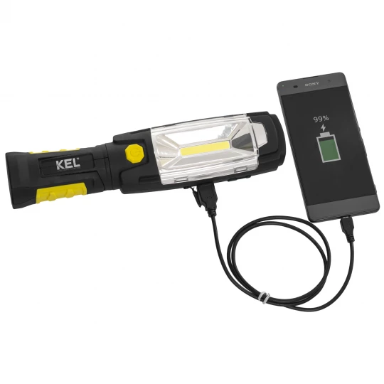 Lampa warsztatowa akumulatorowa LED COB 3W 2,6Ah Li-Ion /+ powerbank, hak, magnes/ LW-1PBR