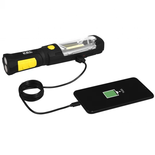 Lampa warsztatowa akumulatorowa LED COB 3W 2,6Ah Li-Ion /+ powerbank, hak, magnes/ LW-1PBR