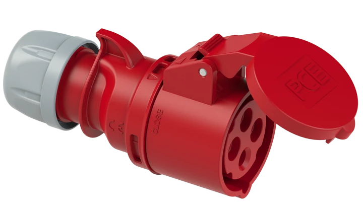 Gniazdo przenośne 16A 4P 400V czerwone IP44 SHARK 214-6