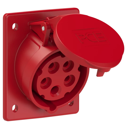 Gniazdo tablicowe skośne 16A 5P 400V /80x97/ czerwone IP44 TWIST 415-6