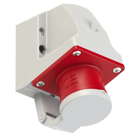 Wtyczka odbiornikowa z klapką 16A 4P 400V czerwona IP44 514-6d