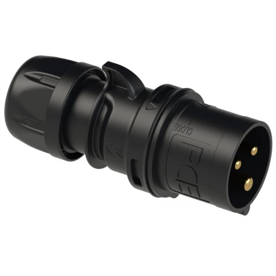 Wtyczka przenośna 32A 3P 400V czarna IP44 TURBO SHARK 023-6TTX