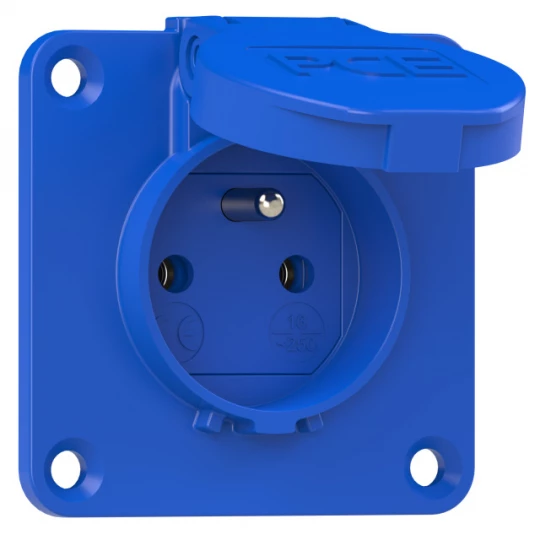 Gniazdo tablicowe 10/16A 2P+Z 230V /70x70/ niebieskie IP54 104-7B