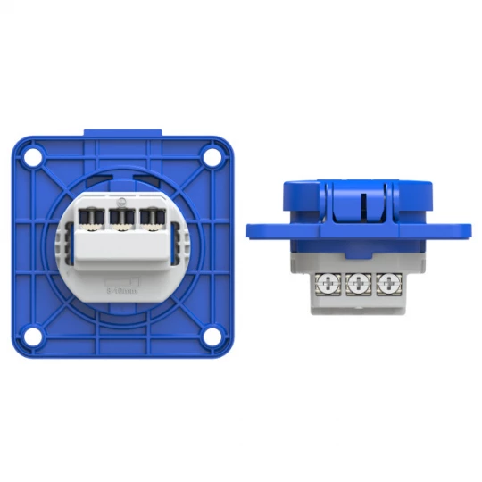 Gniazdo tablicowe 10/16A 2P+Z 230V /70x70/ niebieskie IP54 104-7B